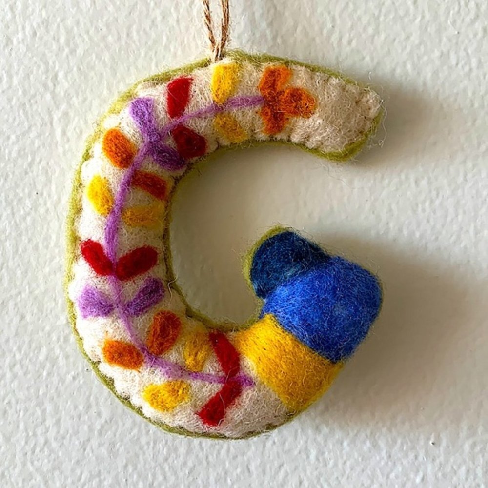 G Monogram Felt Christmas Ornament